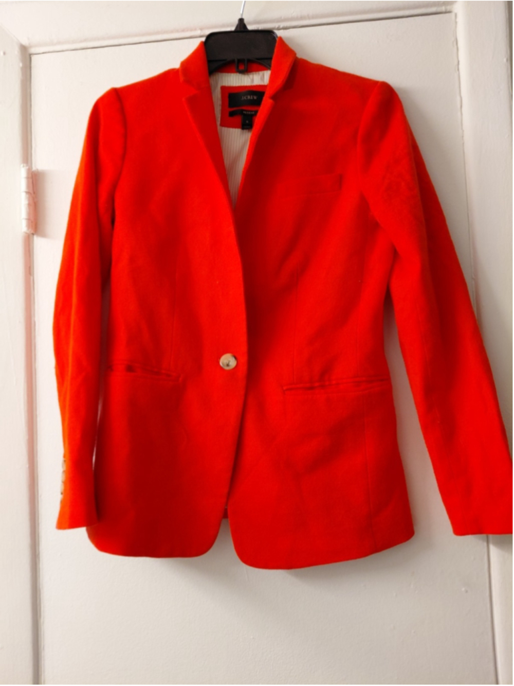 Ladies J. Crew Regent Dress Jacket Suit Preppy Size 0 Orange Red Wool
